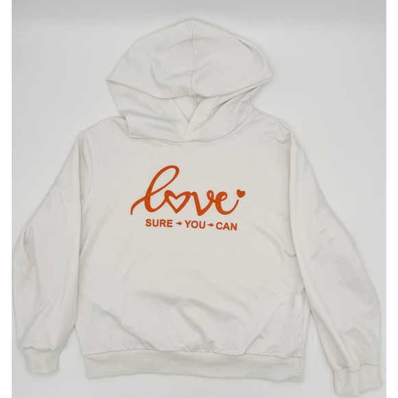SHEIN Other - SHEIN Kids White Love Sure You Can Graphic Hoodie Size 10Y